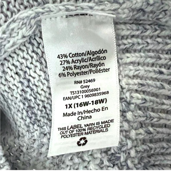 Terra & Sky Grey with Blue Hue Oversized Knit Sweater - Picture 5 of 6